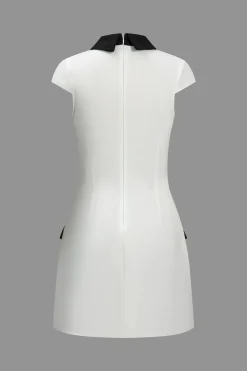 Color Block Fake Pocket Mini Dress