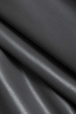 Color Block Faux Leather Pleated Asymmetrical Skirt