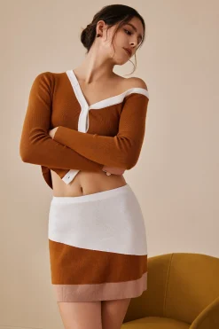 Color Block Knit Mini Skirt