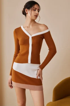 Color Block Knit Mini Skirt