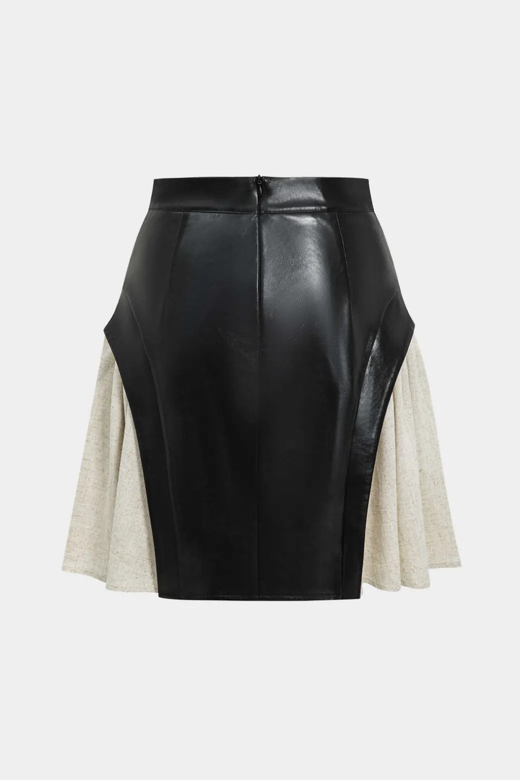 Color Block Patchwork Ruched Zipper Skirt