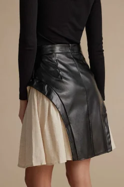 Color Block Patchwork Ruched Zipper Skirt