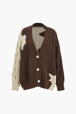 Color Block Patchwork Sweater Cardigan