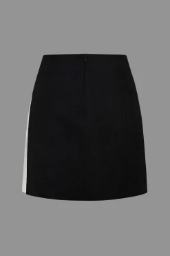 Color Block Pleated Asymmetrical Skirt