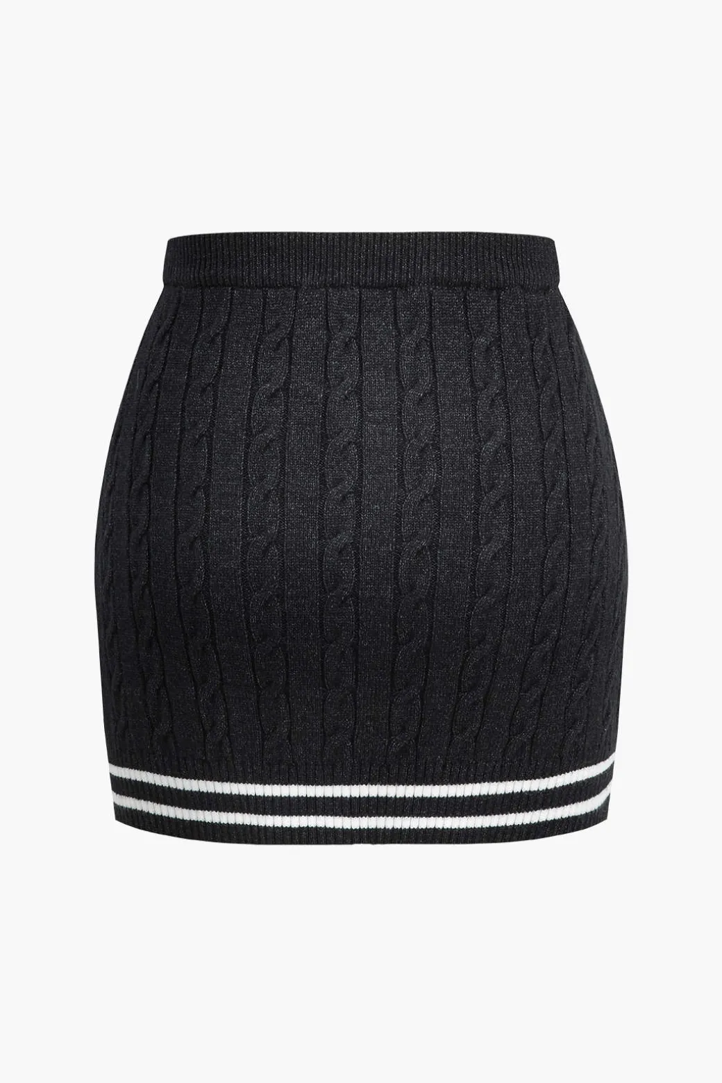 Color Block Print Knit Button Skirt