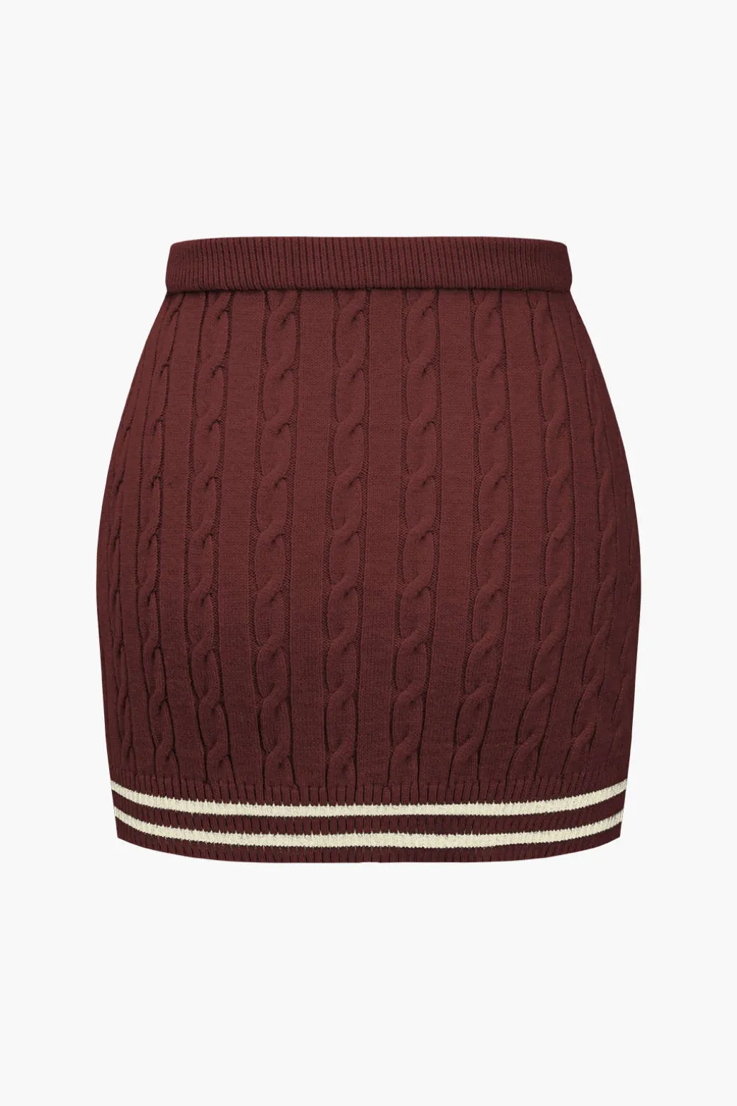 Color Block Print Knit Button Skirt