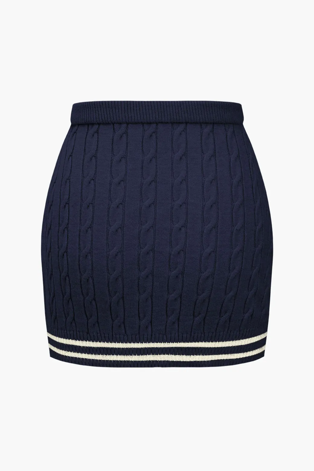 Color Block Print Knit Button Skirt