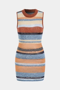 Color Block Print Knit Cut Out Sleeveless Dress