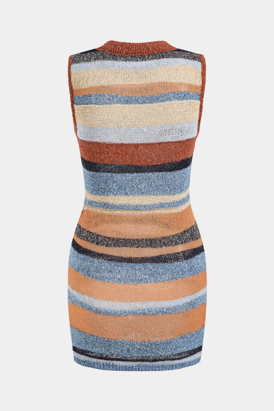 Color Block Print Knit Cut Out Sleeveless Dress