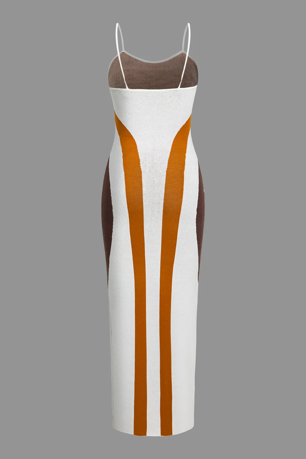 Color Block Print Knit Slip Maxi Dress