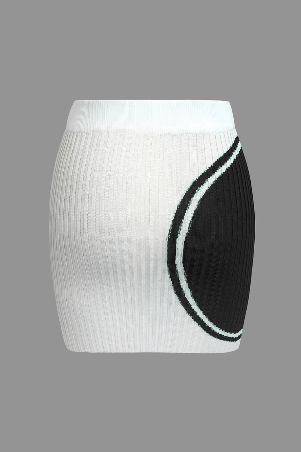 Color Block Print Knit Tie Side Asymmetrical Mini Skirt Set