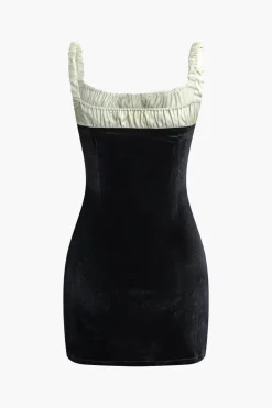 Color Block Ruched Drawstring Mini Dress