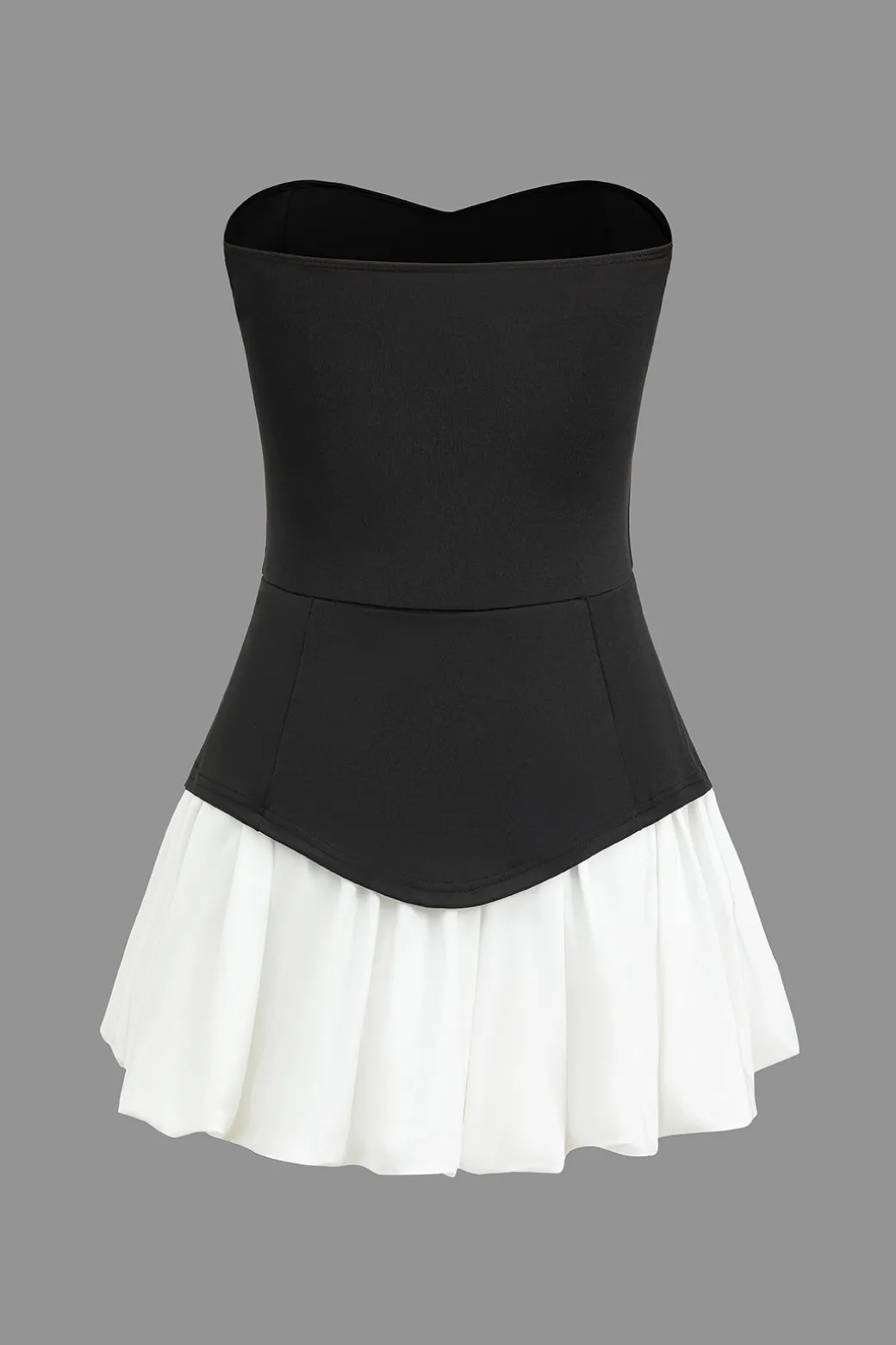 Color Block Ruched Strapless Mini Dress