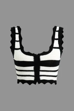 Color Block Stripe Knit Cami Top And Skirt Set