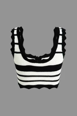Color Block Stripe Knit Cami Top And Skirt Set