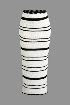 Color Block Stripe Knit Cami Top And Skirt Set