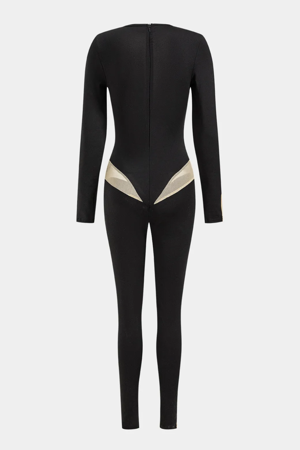 Colorblock Patchwork High Waist Long Sleeve Jumpsuit