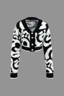 Colorblock V-neck Knit Button Up Cardigan