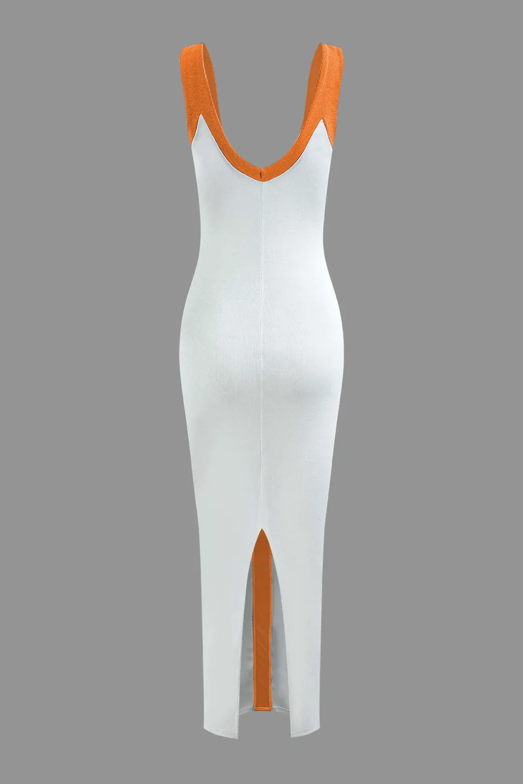 Colorblock V-neck Ribbed Split Maxi Dress