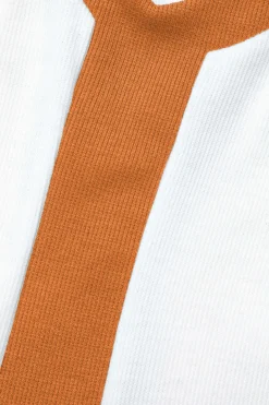 Colorblock V-neck Ribbed Split Maxi Dress