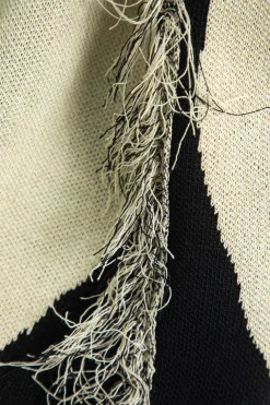 Contrast Abstract Print Fringe Sweater Trousers