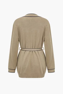 Contrast Binding Knit Top And Pants Set