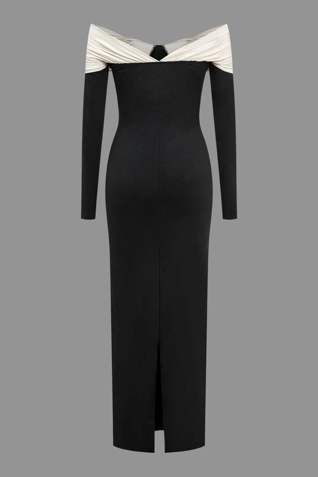 Contrast Bow Long Sleeve Midi Dress