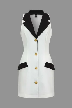 Contrast Button Mini Dress