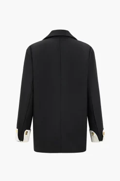 Contrast Button Pocket Blazer
