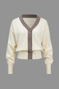 Contrast Button Sweater Cardigan