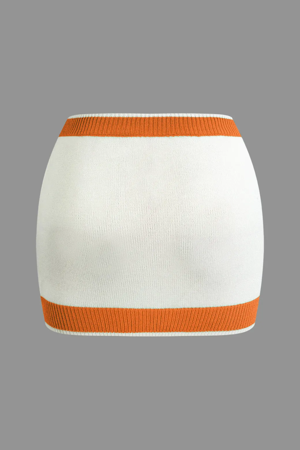 Contrast Collar Crop Knit Top And Mini Skirt Set