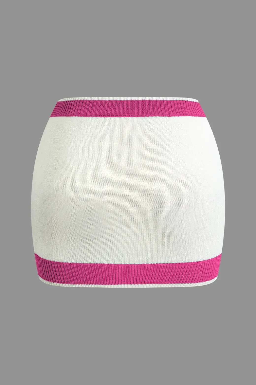 Contrast Collar Crop Knit Top And Mini Skirt Set