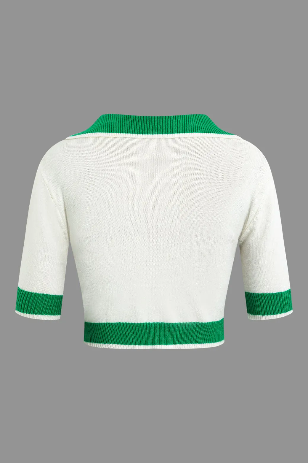 Contrast Collar Crop Knit Top And Mini Skirt Set