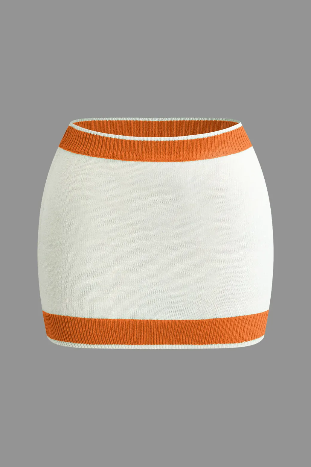 Contrast Collar Crop Knit Top And Mini Skirt Set
