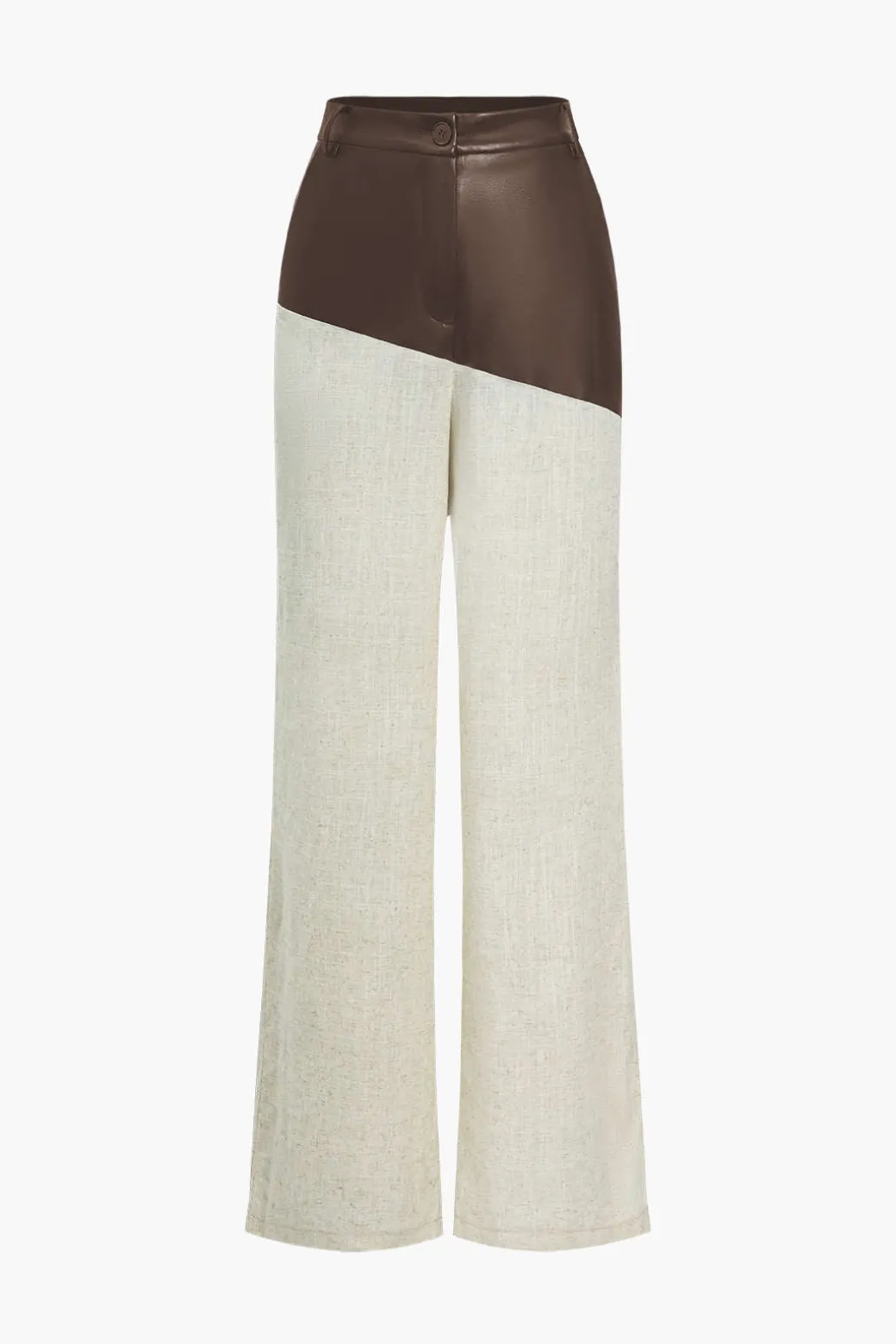 Contrast Color Block Print Straight-leg Trousers