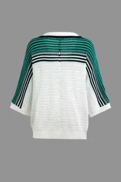 Contrast Crochet Short Sleeve Top