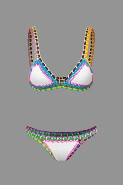 Contrast Crochet Trim Bikini Set