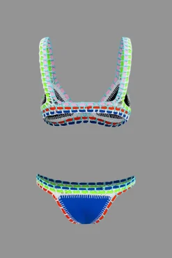 Contrast Crochet Trim Bikini Set