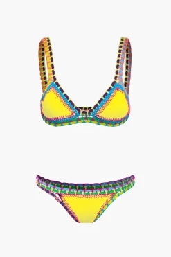 Contrast Crochet Trim Bikini Set