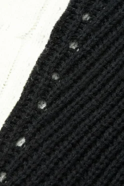 Contrast Denim Stitching Round Neck Sweater