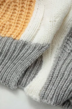 Contrast Denim Stitching Round Neck Sweater
