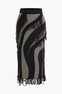 Contrast Fringe Skirt