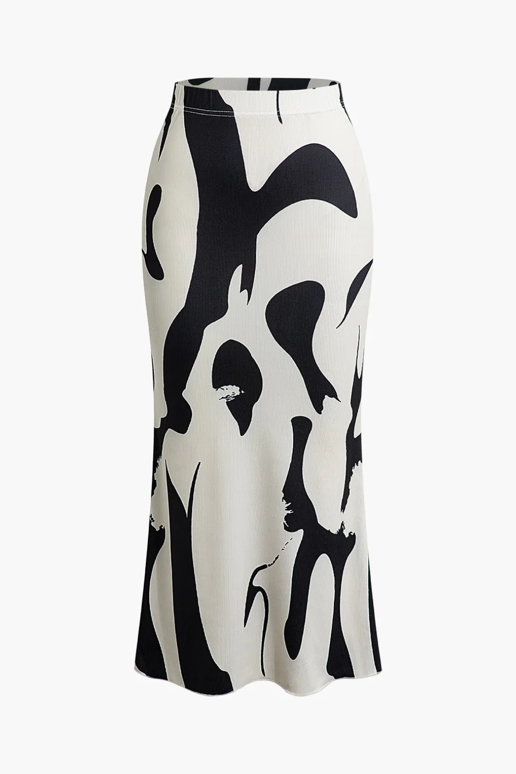 Contrast High Waist Midi Skirt