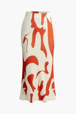 Contrast High Waist Midi Skirt