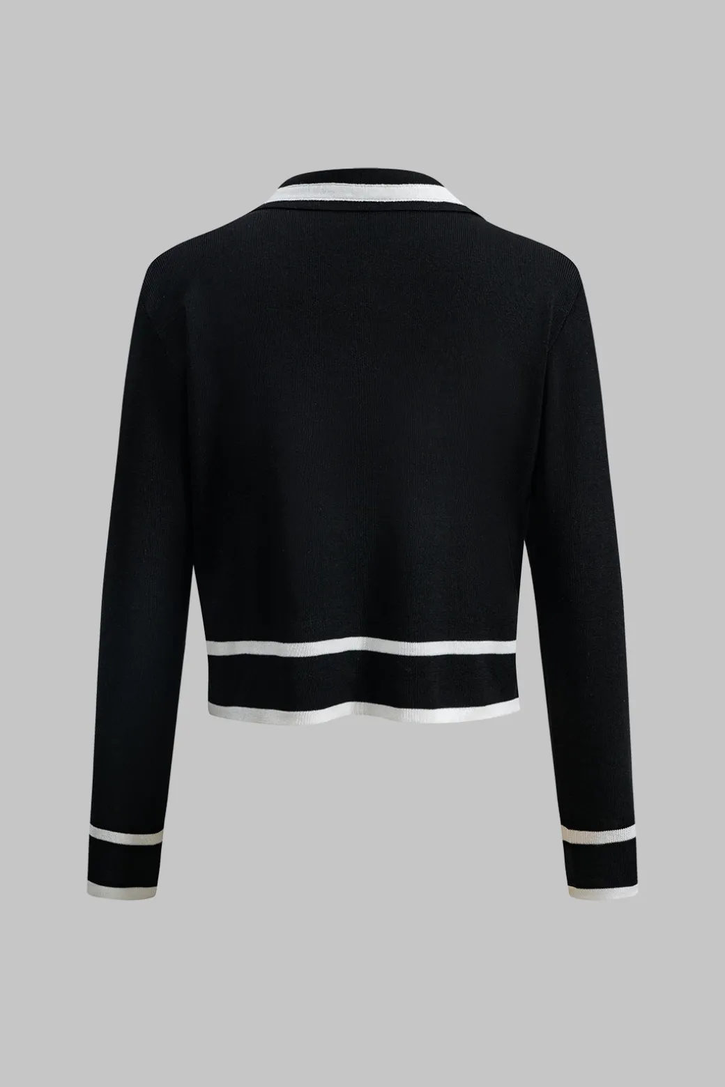Contrast Knit Button Cardigan And Pants Set