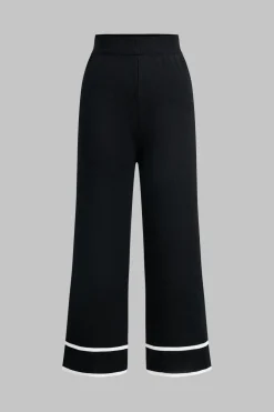 Contrast Knit Button Cardigan And Pants Set