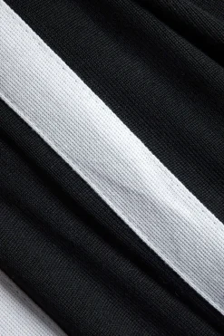 Contrast Knit Button Patchwork Top And Pants Set