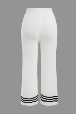 Contrast Knit Button Top And Pants Set