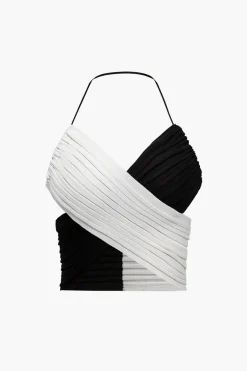 Contrast Knit Crossed Tie-Up Tank Top