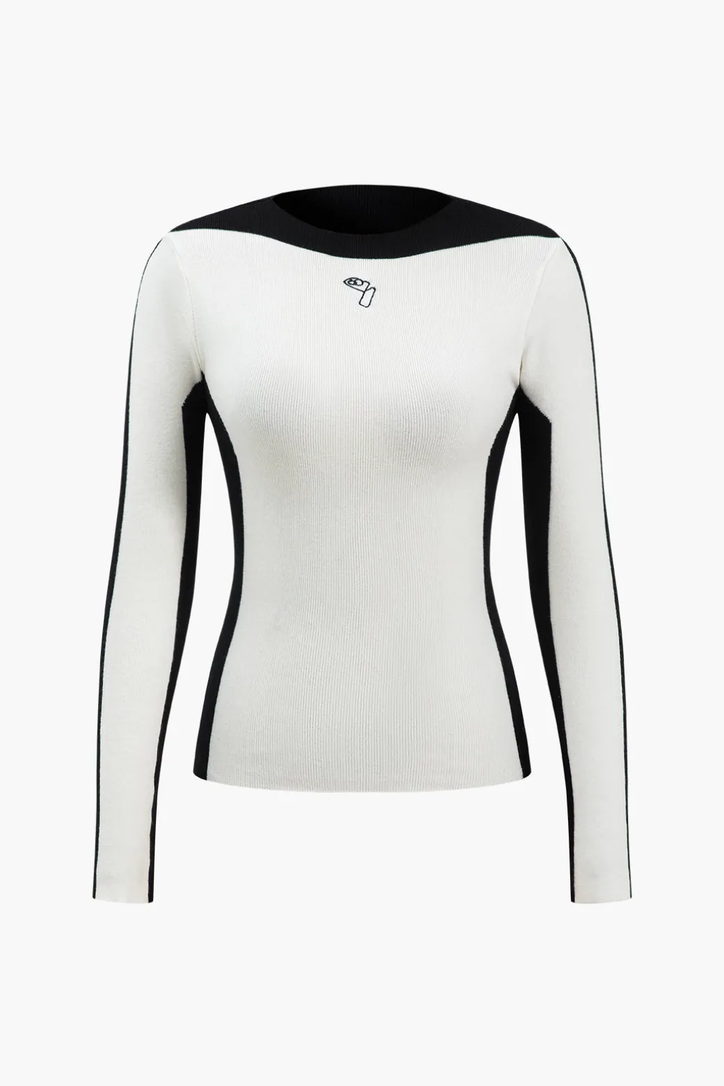 Contrast Knit Long-Sleeve Top